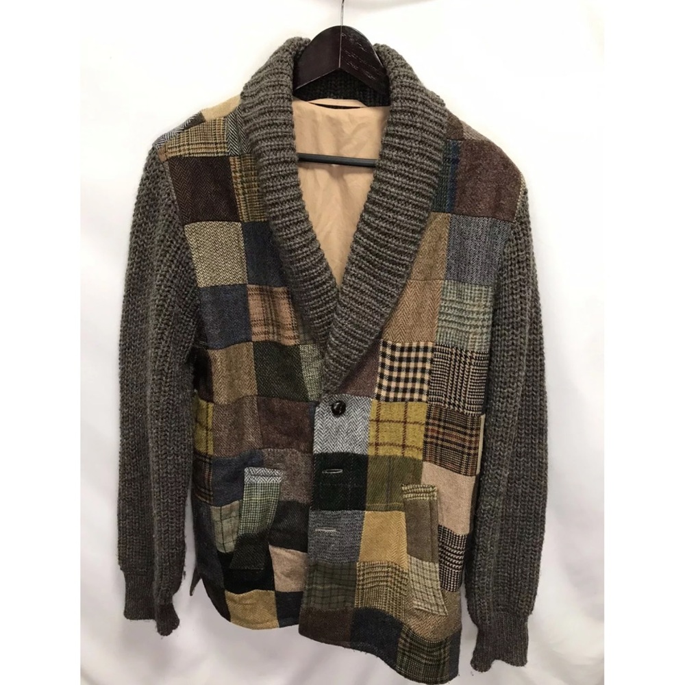 Hanna Hats Cardigan Sweater Irish Patchwork Size Medium